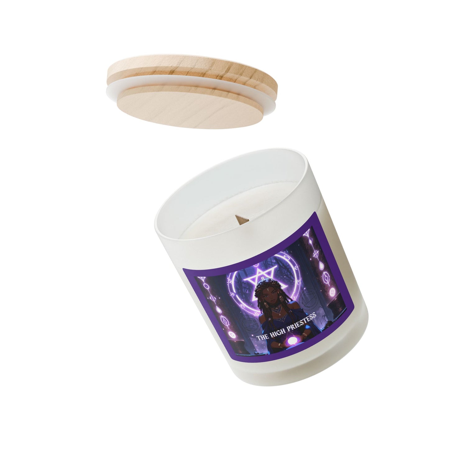 Tarot Magick: The High Priestess Candle (11 oz Frosted Glass)