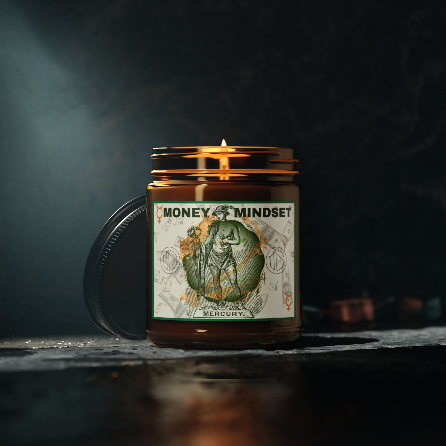 Money Mindset: A Mercurial Scented Sigil Candle (9 oz)