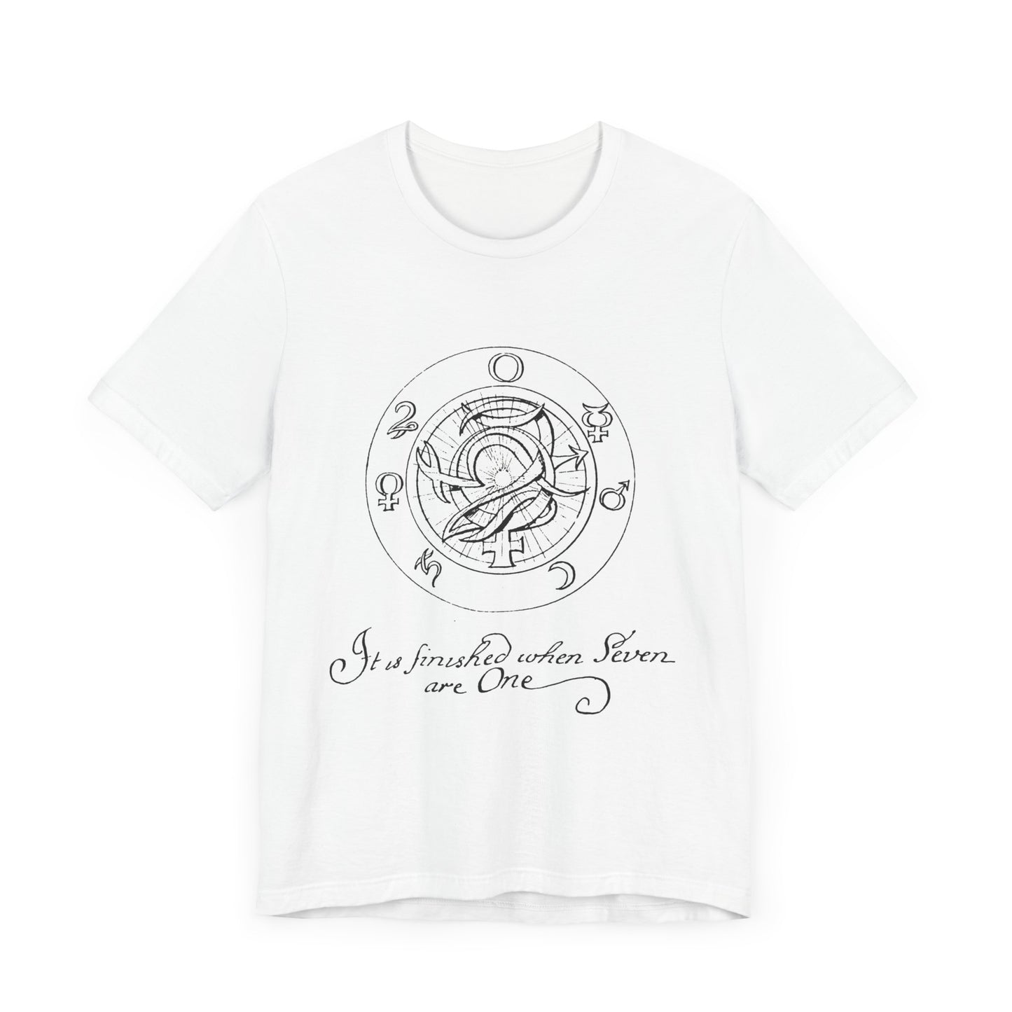 "It Is Finished When Seven Are One" – Alchemical Unity Unisex Jersey Short Sleeve Tee