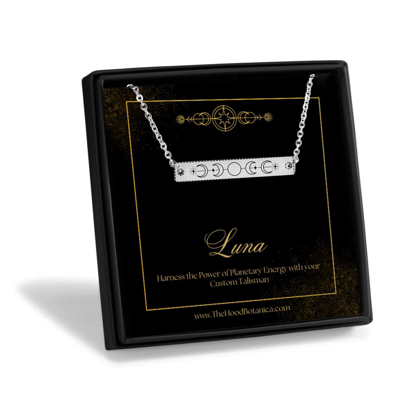 Moon Phase Talisman - Lunar Phases Horizontal Bar Necklace