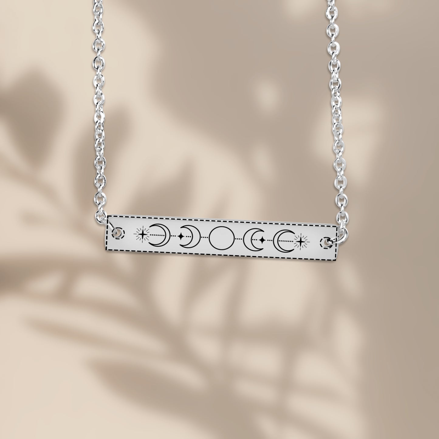 Moon Phase Talisman - Lunar Phases Horizontal Bar Necklace